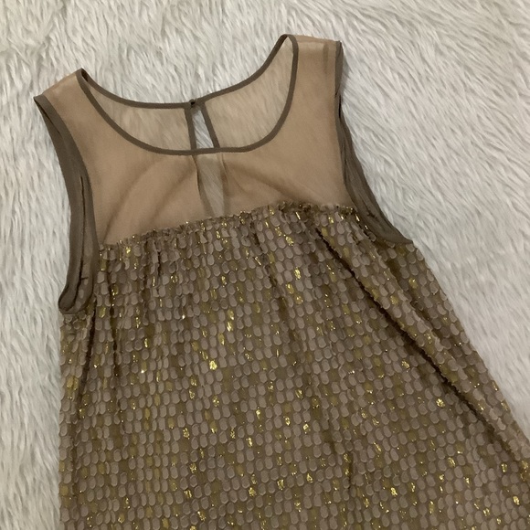 Broadway and broom gold silk summer beach top - Picture 2 of 5